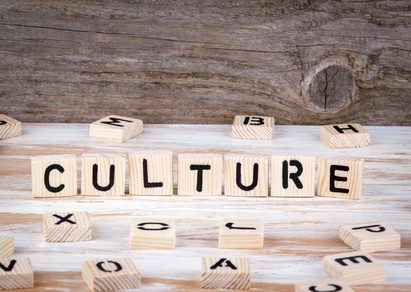 Culture from wooden letters on wooden background